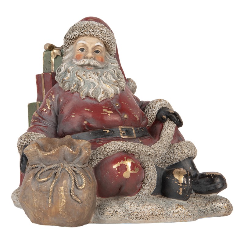 Clayre & Eef Statuetta decorativa di Natale Babbo Natale 23x19x19 cm Rosso Plastica