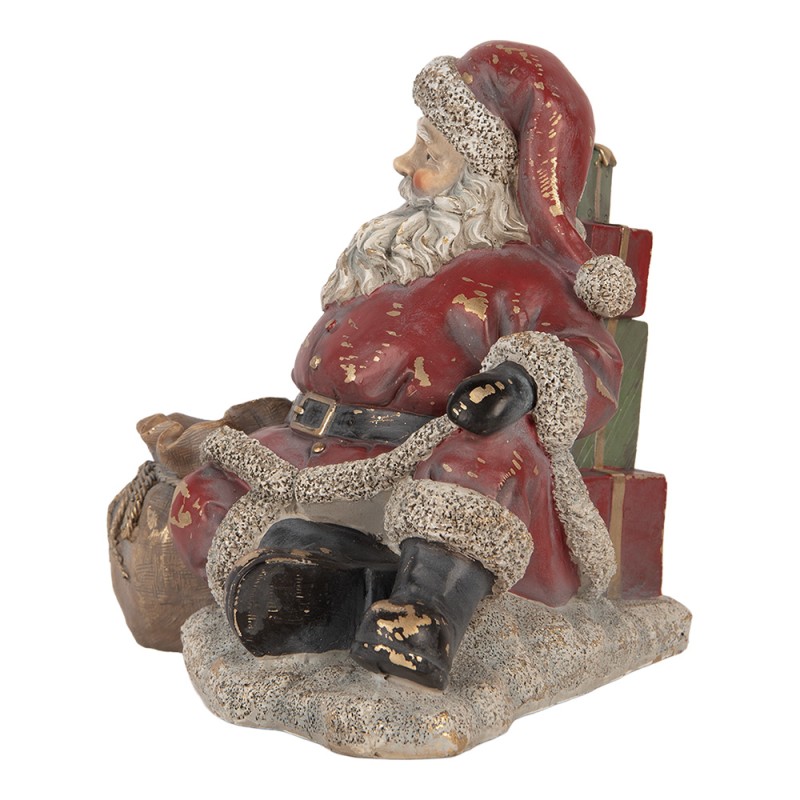 Clayre & Eef Statuetta decorativa di Natale Babbo Natale 23x19x19 cm Rosso Plastica