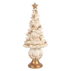 Clayre & Eef Weihnachtsdekorationsfigur Weihnachtsbaum Ø 13x32 cm Weiß Kunststoff