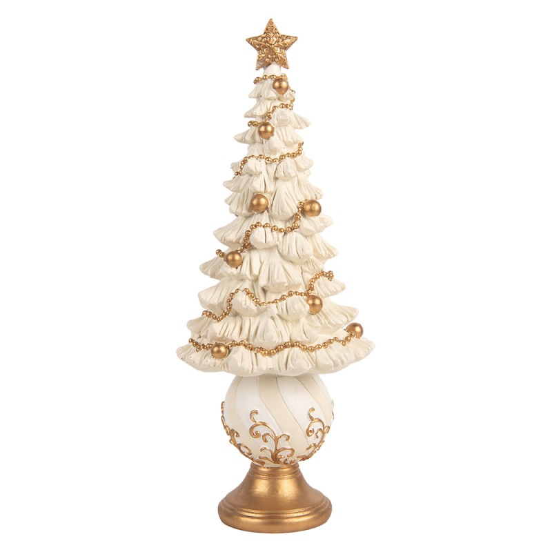 Clayre & Eef Weihnachtsdekorationsfigur Weihnachtsbaum Ø 13x32 cm Weiß Kunststoff