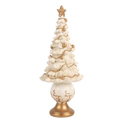 Clayre & Eef Weihnachtsdekorationsfigur Weihnachtsbaum Ø 13x32 cm Weiß Kunststoff