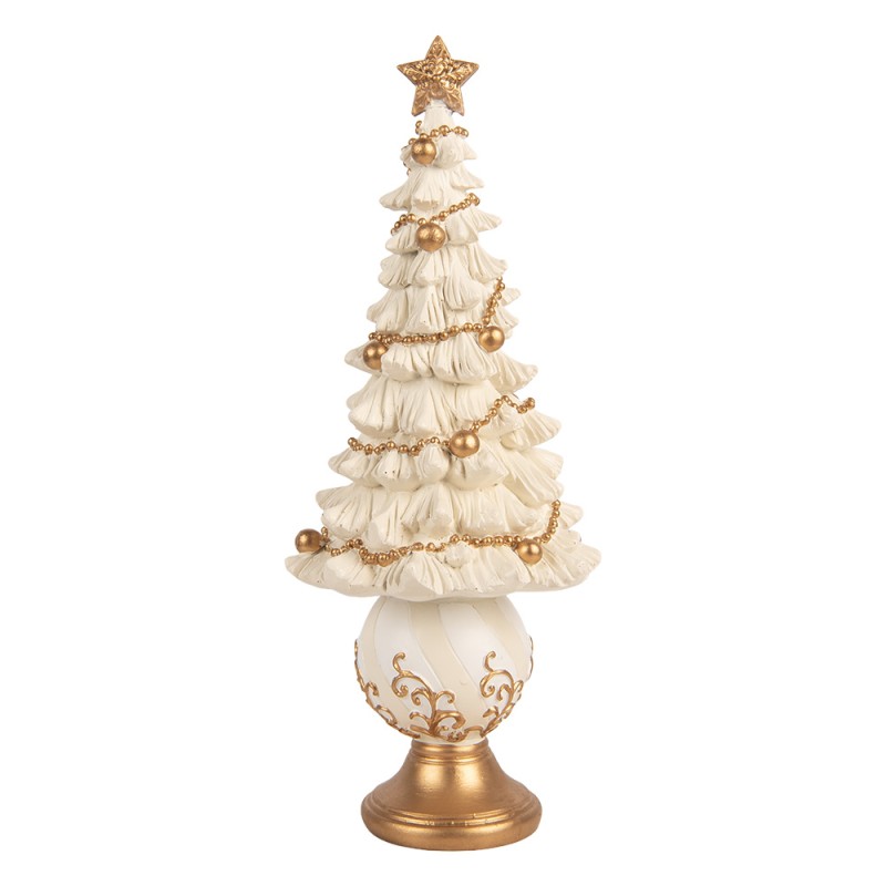 Clayre & Eef Weihnachtsdekorationsfigur Weihnachtsbaum Ø 13x32 cm Weiß Kunststoff