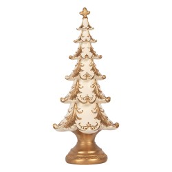 Clayre & Eef Weihnachtsdekorationsfigur Weihnachtsbaum Ø 13x30 cm Weiß Kunststoff