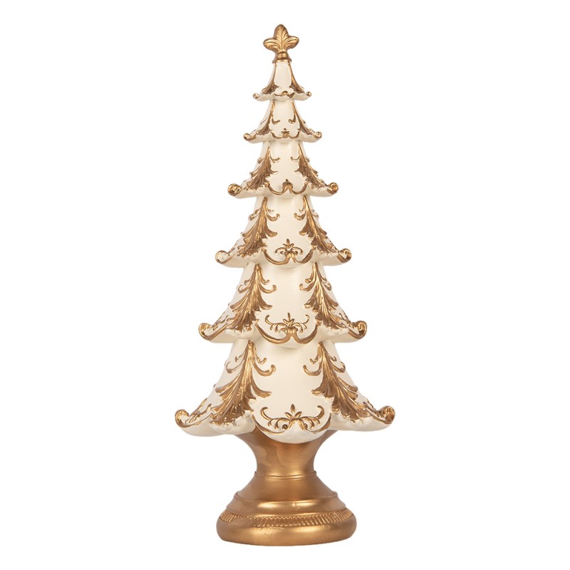Clayre & Eef Weihnachtsdekorationsfigur Weihnachtsbaum Ø 13x30 cm Weiß Kunststoff