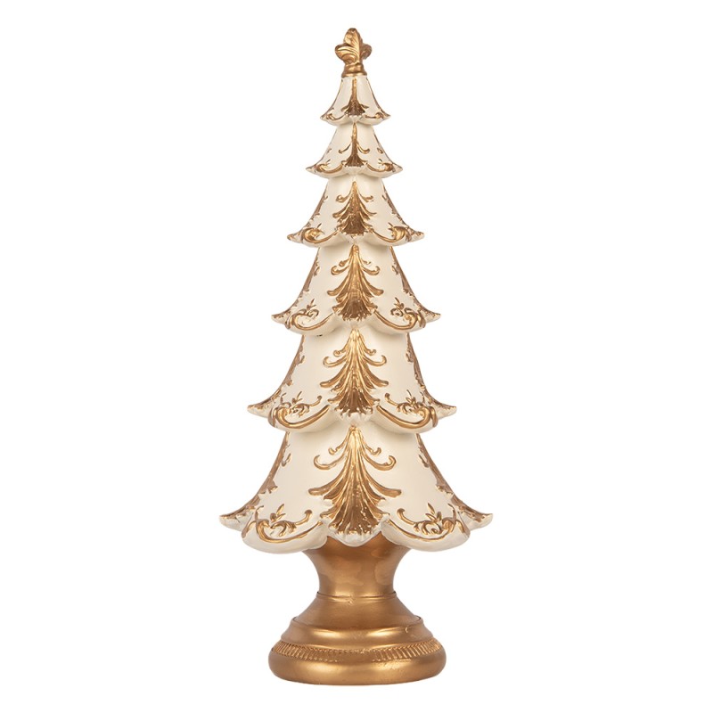 Clayre & Eef Weihnachtsdekorationsfigur Weihnachtsbaum Ø 13x30 cm Weiß Kunststoff