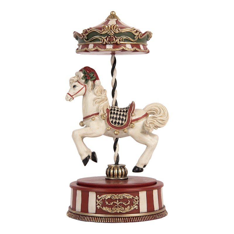 Clayre & Eef Carillon Cavallo Ø 12x24 cm Beige Plastica
