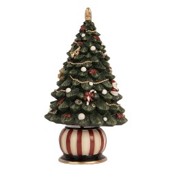 Clayre & Eef Musikbox Weihnachtsbaum Ø 13x23 cm Grün Kunststoff