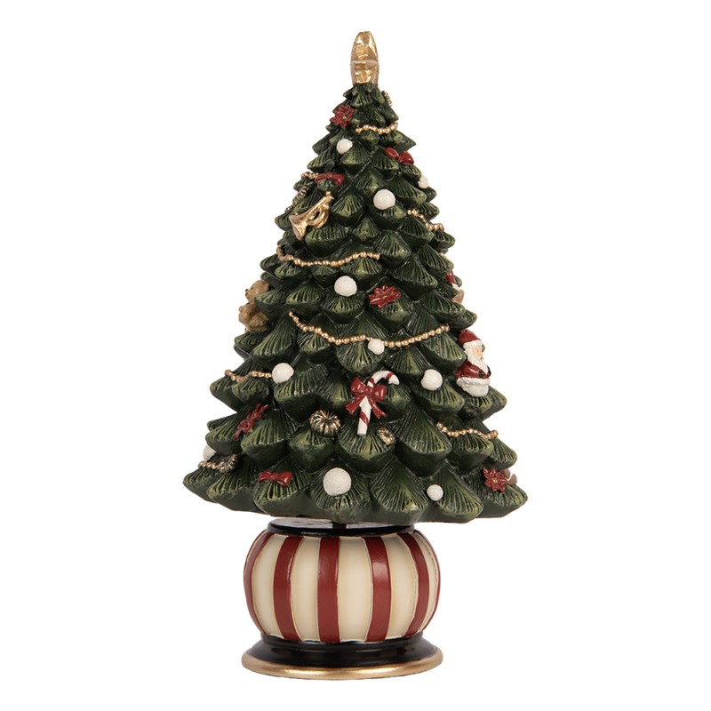 Clayre & Eef Musikbox Weihnachtsbaum Ø 13x23 cm Grün Kunststoff