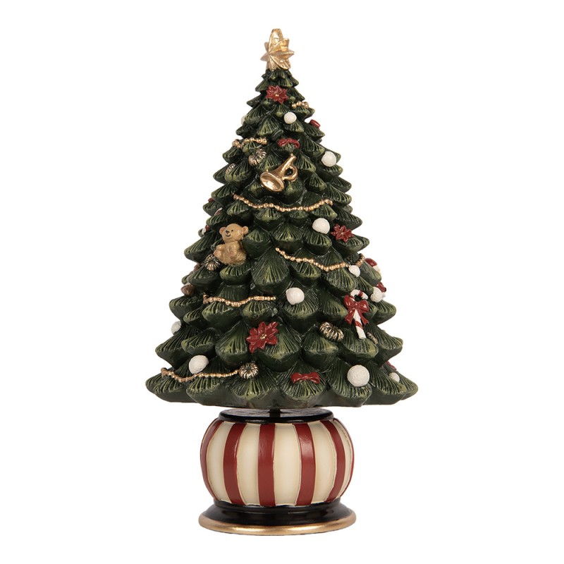 Clayre & Eef Musikbox Weihnachtsbaum Ø 13x23 cm Grün Kunststoff