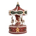 Clayre & Eef Boîte à musique Carrousel Ø 12x19 cm Rouge Plastique