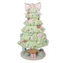 Clayre & Eef Boîte à musique Sapin de Noël Ø 13x23 cm Vert Plastique