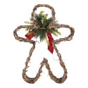 Clayre & Eef Christmas Decoration with LED Lighting Gingerbread man 50x8x41 cm / 3xAA Brown Rattan