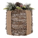 Clayre & Eef Décoration de Noël avec lumières LED Cadeau Ø 25x30 cm / 3xAA Marron Rotin
