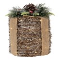 Clayre & Eef Décoration de Noël avec lumières LED Cadeau Ø 25x30 cm / 3xAA Marron Rotin