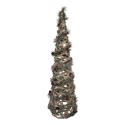 Clayre & Eef Weihnachtsdekoration mit LED-Beleuchtung Weihnachtsbaum Ø 15x41 cm / 2xAA Grün Rattan
