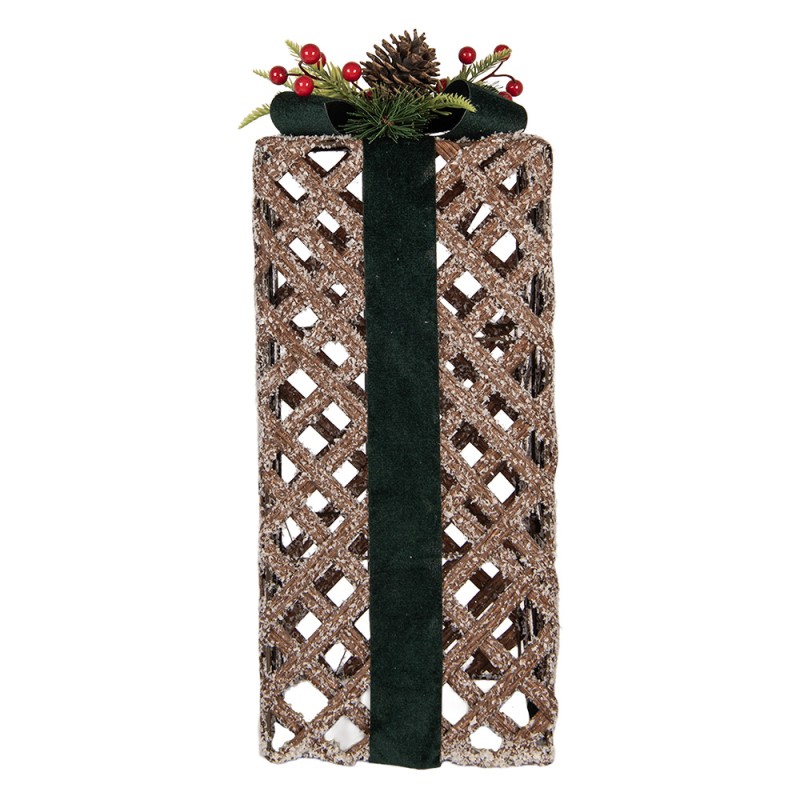 Clayre & Eef Statuetta decorativa di Natale Regalo 16x16x44 cm Marrone Rattan