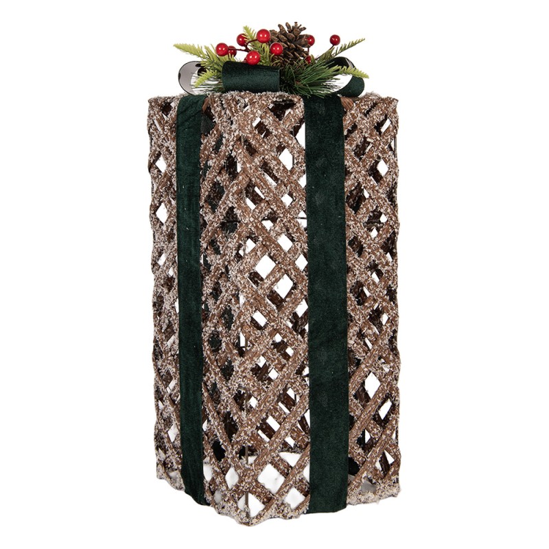 Clayre & Eef Statuetta decorativa di Natale Regalo 16x16x44 cm Marrone Rattan