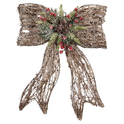 Clayre & Eef Christmas Decoration with LED Lighting 41x10x51 cm / 3xAA Brown Rattan