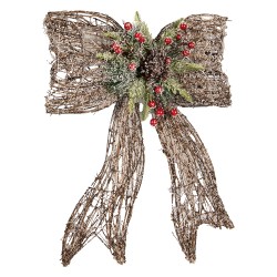 Clayre & Eef Christmas Decoration with LED Lighting 41x10x51 cm / 3xAA Brown Rattan