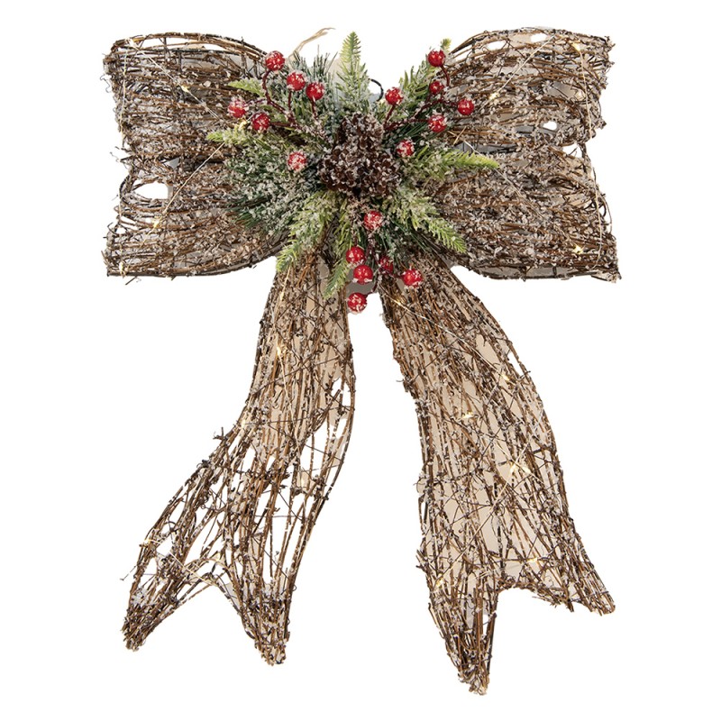 Clayre & Eef Christmas Decoration with LED Lighting 41x10x51 cm / 3xAA Brown Rattan