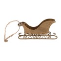 Clayre & Eef Weihnachtsanhänger Schlitten 19x4x5 cm Goldfarbig Metall