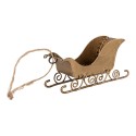 Clayre & Eef Weihnachtsanhänger Schlitten 19x4x5 cm Goldfarbig Metall