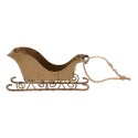Clayre & Eef Weihnachtsanhänger Schlitten 19x4x5 cm Goldfarbig Metall