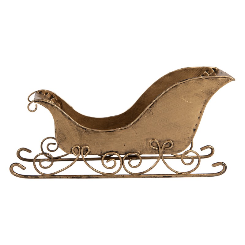 Clayre & Eef Christmas Decoration Figurine Sled 20x6x9 cm Gold colored Metal
