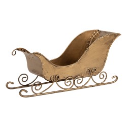 Clayre & Eef Kerstdecoratie Beeld Slee 20x6x9 cm Goudkleurig Metaal