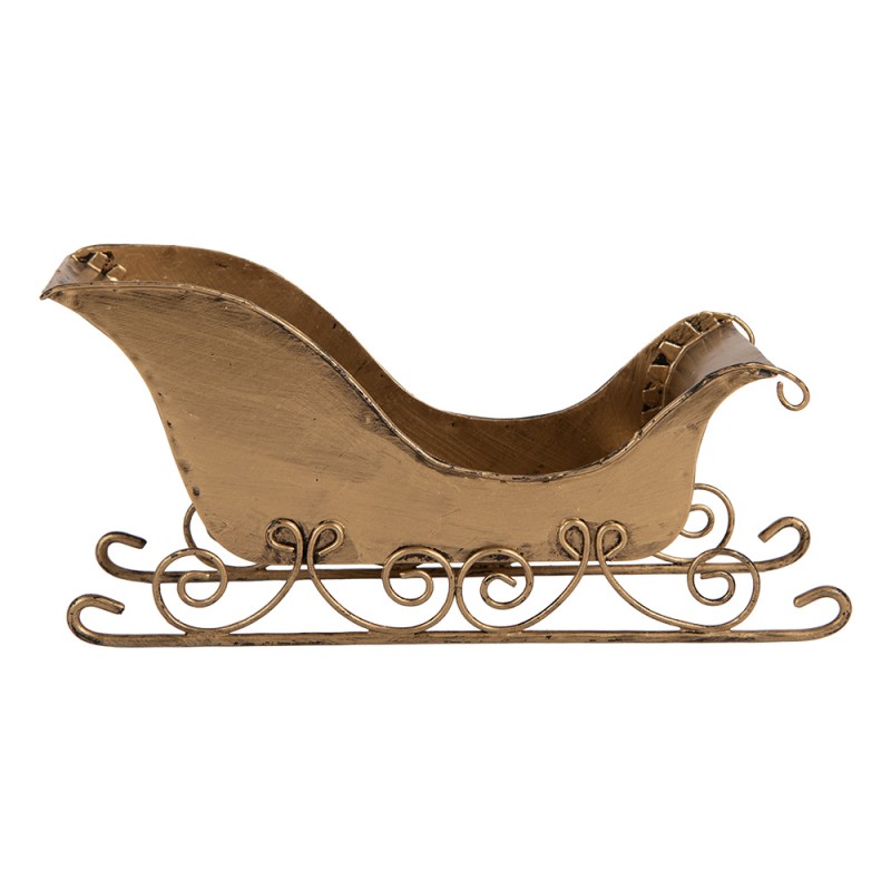 Clayre & Eef Christmas Decoration Figurine Sled 20x6x9 cm Gold colored Metal