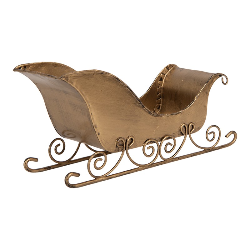 Clayre & Eef Christmas Decoration Figurine Sled 20x6x9 cm Gold colored Metal
