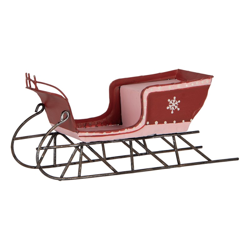 Clayre & Eef Statuetta decorativa di Natale Slitta 20x9x6 cm Rosso Metallo