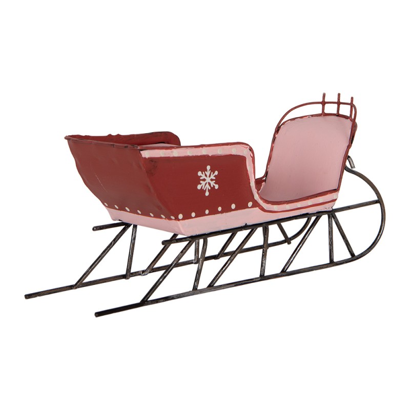 Clayre & Eef Statuetta decorativa di Natale Slitta 20x9x6 cm Rosso Metallo