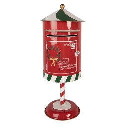 Clayre & Eef Christmas Decoration Figurine Mailbox Ø 24x58 cm Red Metal