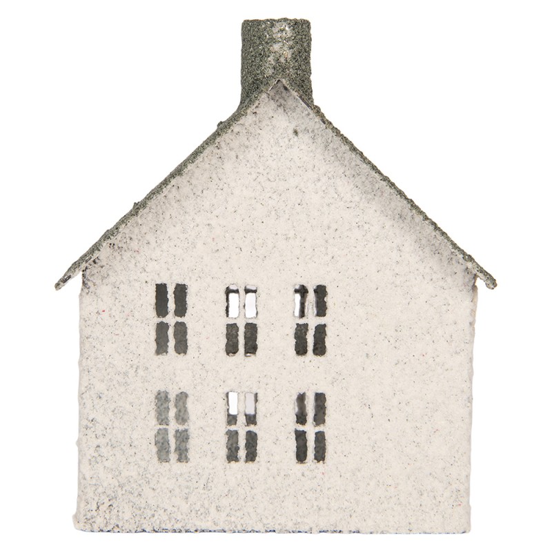 Clayre & Eef Decoratie Beeld Huis 12x7x15 cm Wit Metaal
