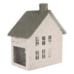 Clayre & Eef Decoratie Beeld Huis 12x7x15 cm Wit Metaal
