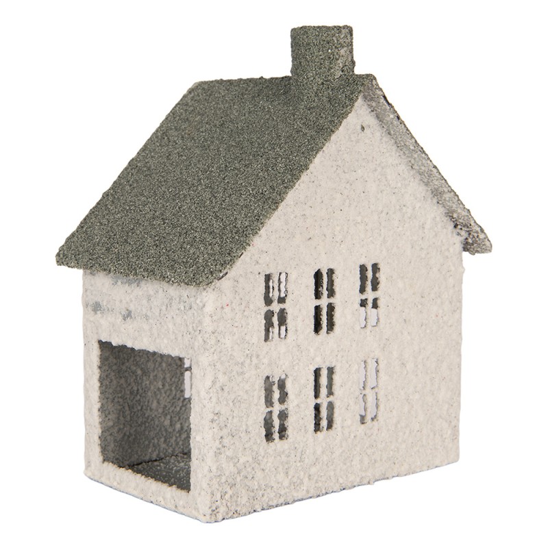 Clayre & Eef Decoratie Beeld Huis 12x7x15 cm Wit Metaal