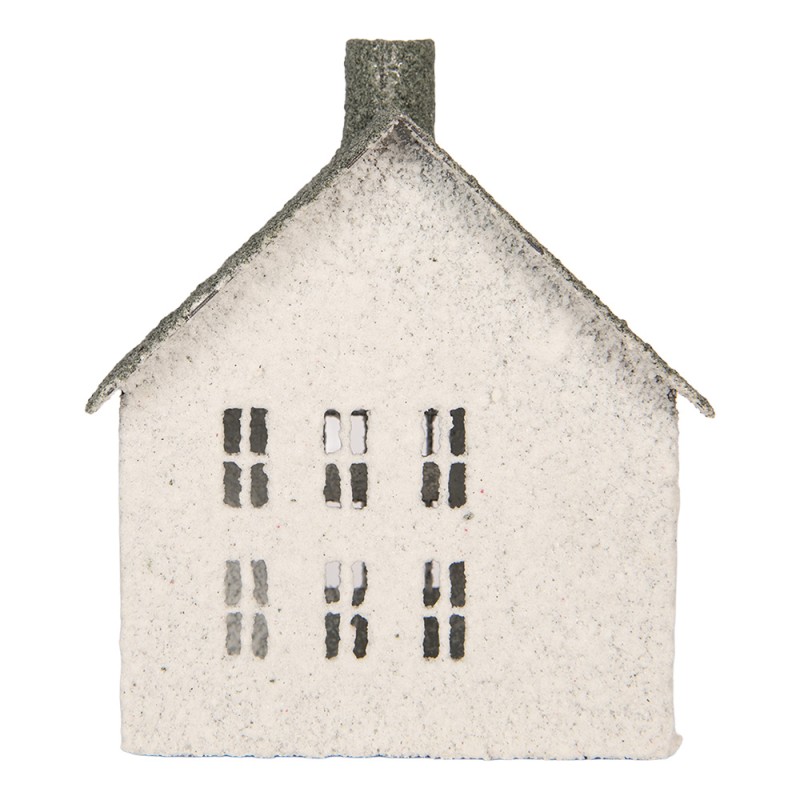 Clayre & Eef Decoratie Beeld Huis 12x7x15 cm Wit Metaal