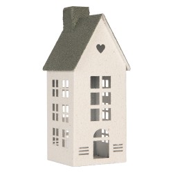Clayre & Eef Decorative Figurine House 11x11x29 cm White Metal