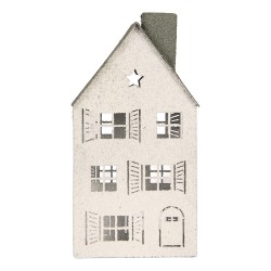 Clayre & Eef Decorative Figurine House 16x9x32 cm White Metal