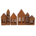 Clayre & Eef Decorative Figurine House 27x3x14 cm Brown Metal