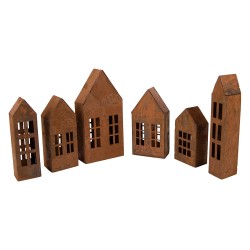 Clayre & Eef Decorative Figurine House 27x3x14 cm Brown Metal