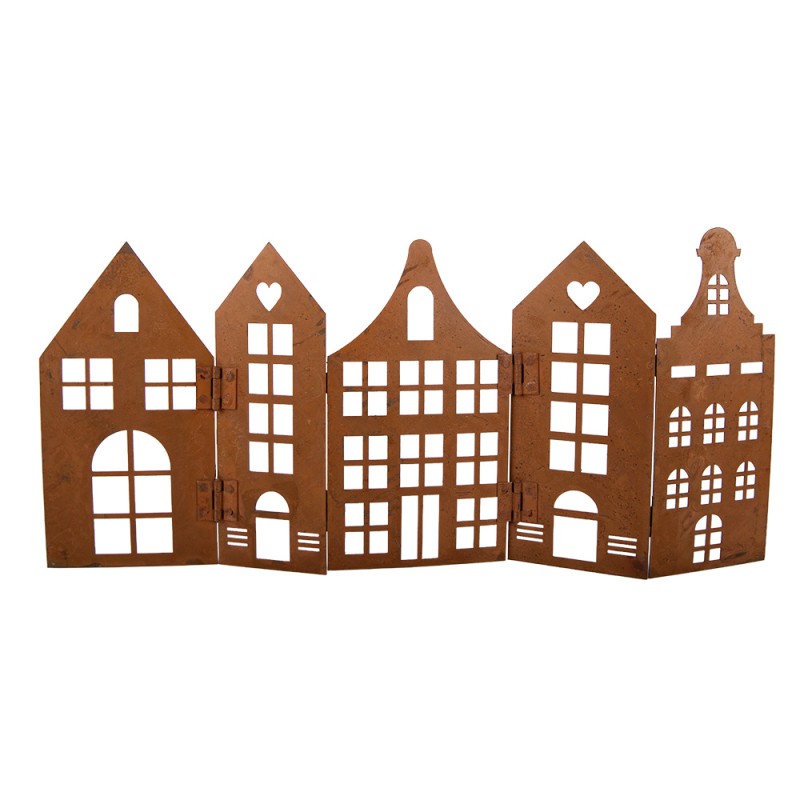 Clayre & Eef Dekorationsfigur Haus 45x1x21 cm Braun Metall