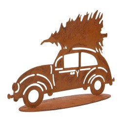 Clayre & Eef Weihnachtsdekorationsfigur Auto 27x8x19 cm Braun Metall