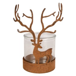 Clayre & Eef Portacandela Cervo hert Ø 10x20 cm Marrone Metallo
