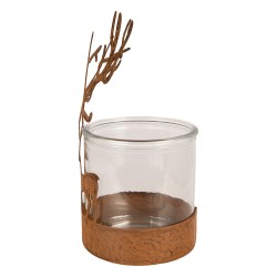 Clayre & Eef Portacandela Cervo hert Ø 10x20 cm Marrone Metallo