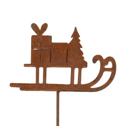 Clayre & Eef Tuinsteker Slee 12x1x38 cm Bruin Metaal