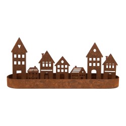 Clayre & Eef Portacandela Casa 30x8x13 cm Marrone Metallo