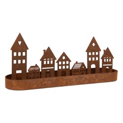 Clayre & Eef Portacandela Casa 30x8x13 cm Marrone Metallo