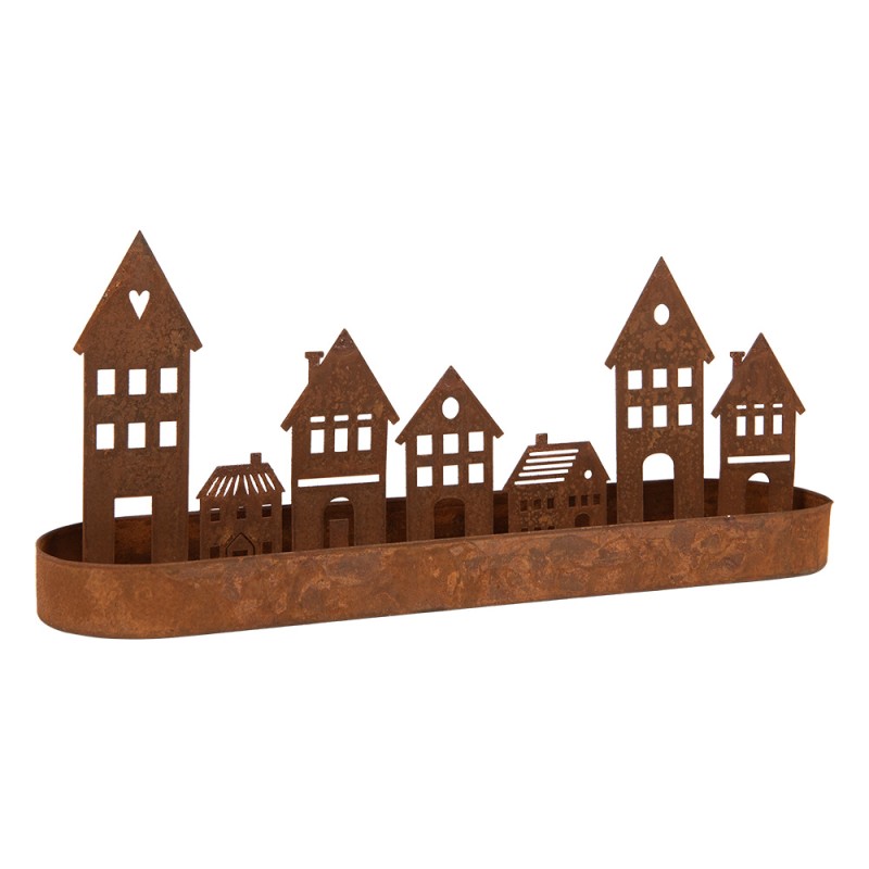 Clayre & Eef Portacandela Casa 30x8x13 cm Marrone Metallo